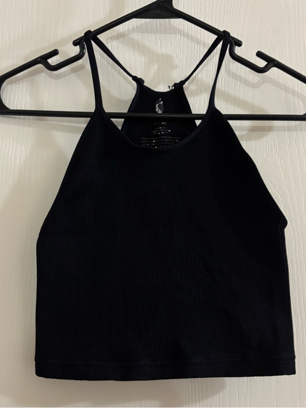 Free People Black Ribbed Crop Tank